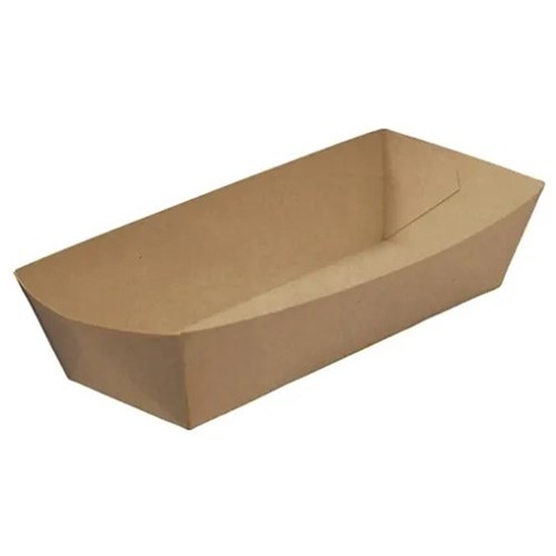 Glued Boat Tray Hot Dog Brown