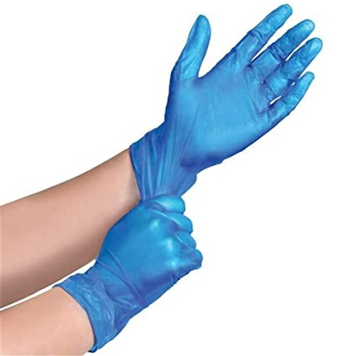 Gloves Vinyl Large BLUE Powder Free